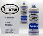 Preview: Chevrolet, Silver Metallic, 12 / 12C / WA9284: 400ml Sprühdose + 400ml Klarlack - Set, von ATW Autoteile West.